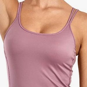 double strap built in bra tank top